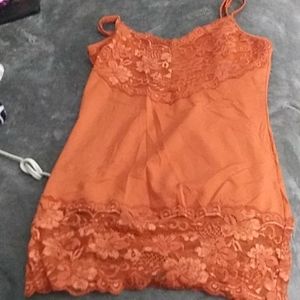 Lace and silk tank top